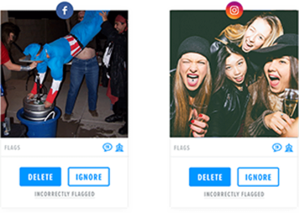 Photos flagged by our social media clean up software